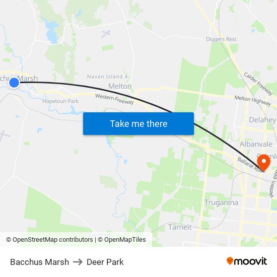 Bacchus Marsh to Deer Park map