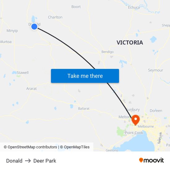 Donald to Deer Park map