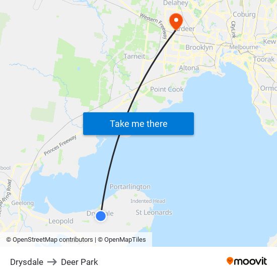 Drysdale to Deer Park map