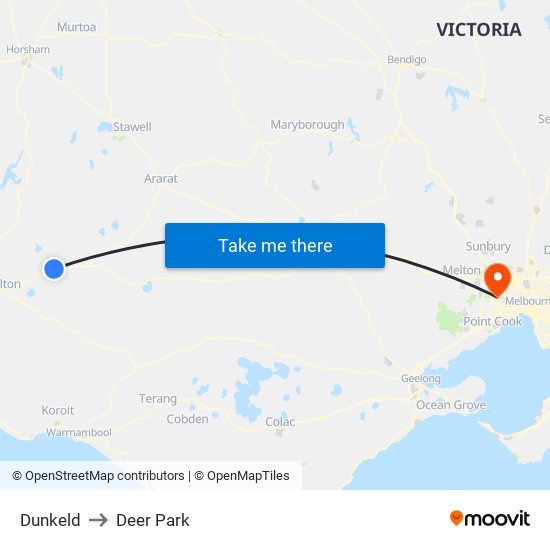 Dunkeld to Deer Park map