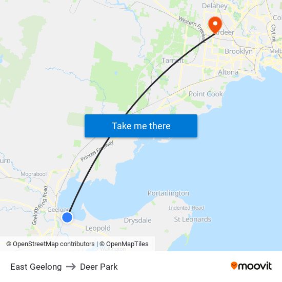 East Geelong to Deer Park map