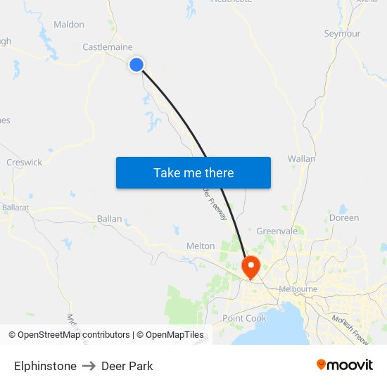 Elphinstone to Deer Park map