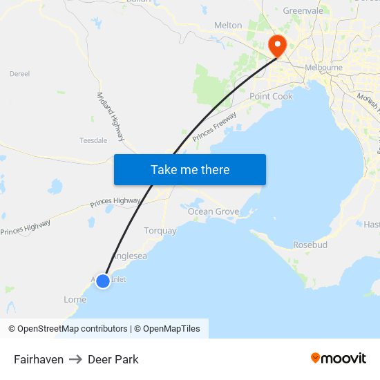Fairhaven to Deer Park map