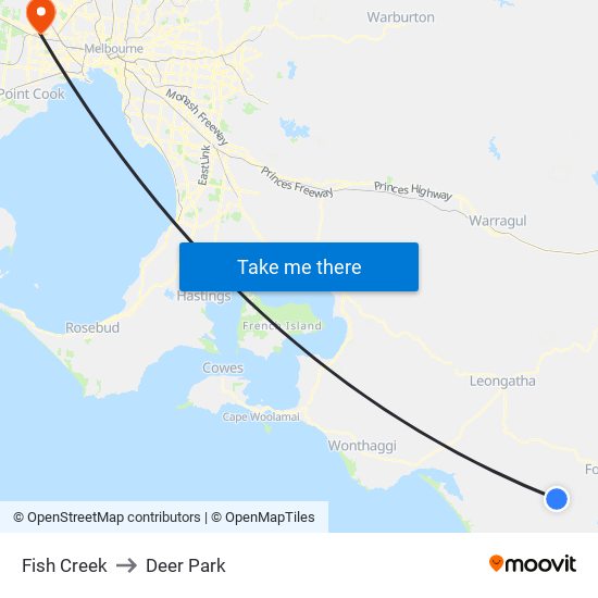 Fish Creek to Deer Park map