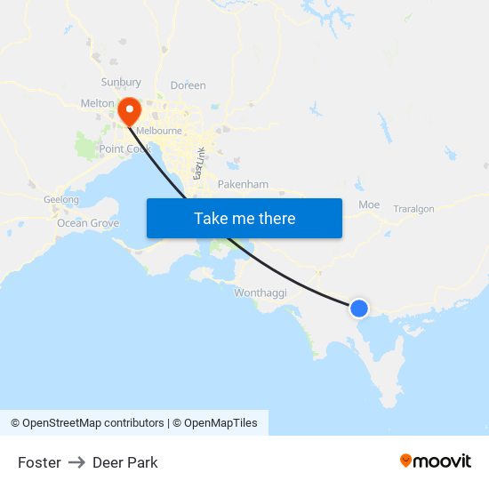 Foster to Deer Park map