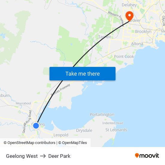 Geelong West to Deer Park map