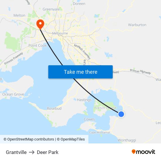 Grantville to Deer Park map