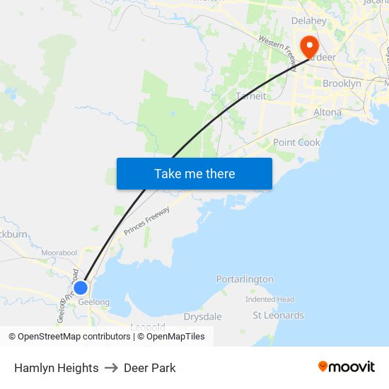 Hamlyn Heights to Deer Park map