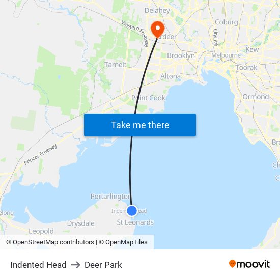 Indented Head to Deer Park map