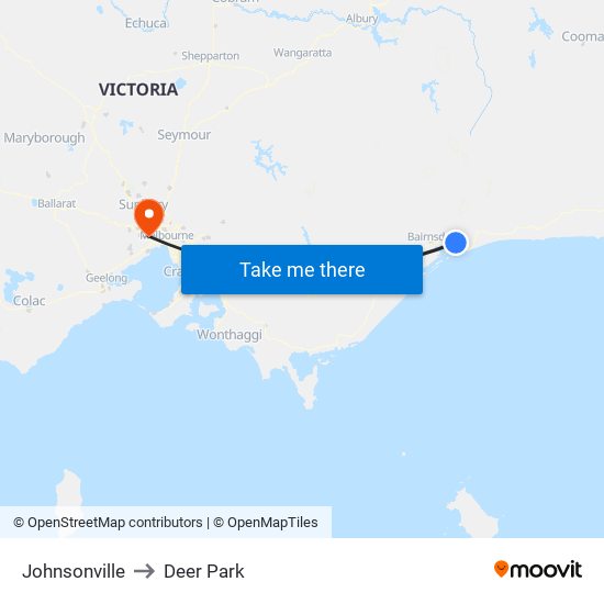 Johnsonville to Deer Park map