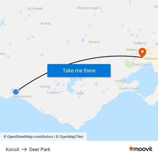 Koroit to Deer Park map