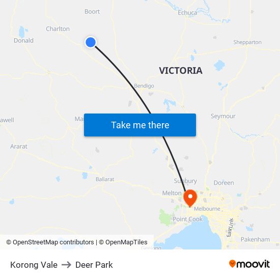 Korong Vale to Deer Park map