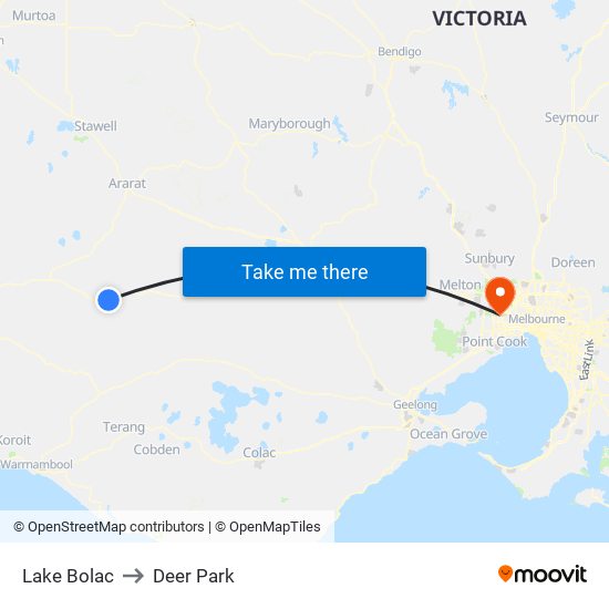 Lake Bolac to Deer Park map