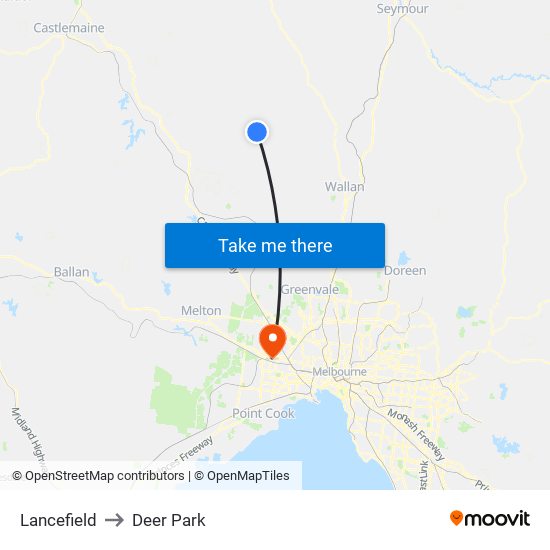 Lancefield to Deer Park map