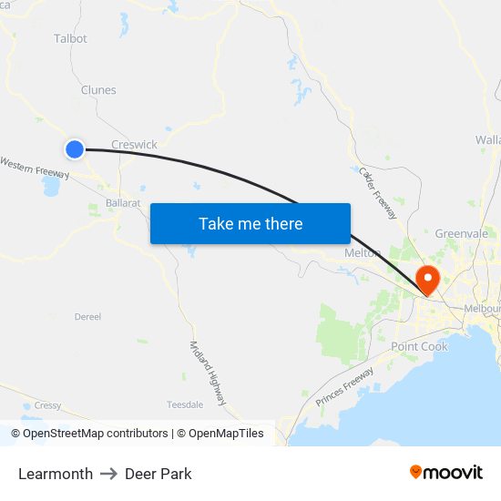 Learmonth to Deer Park map