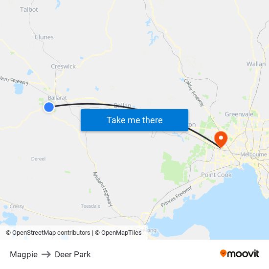 Magpie to Deer Park map