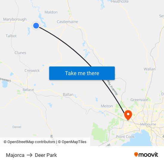 Majorca to Deer Park map