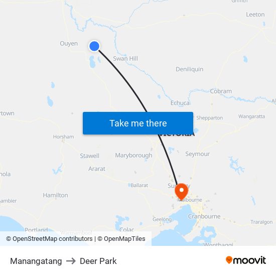 Manangatang to Deer Park map