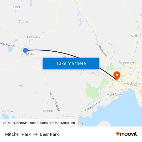 Mitchell Park to Deer Park map