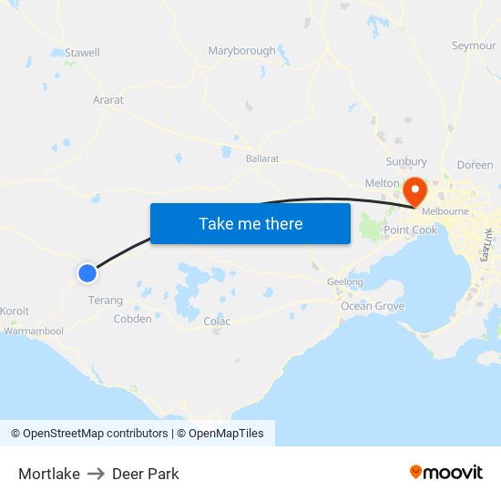 Mortlake to Deer Park map