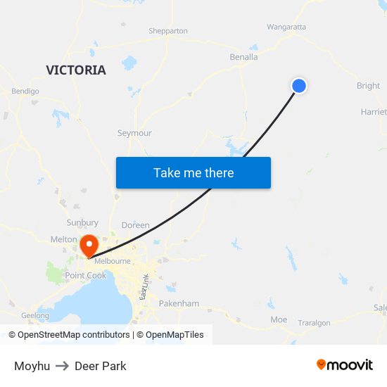 Moyhu to Deer Park map