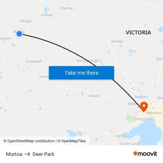 Murtoa to Deer Park map