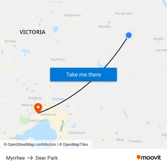Myrrhee to Deer Park map