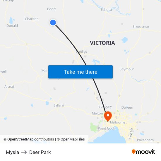 Mysia to Deer Park map