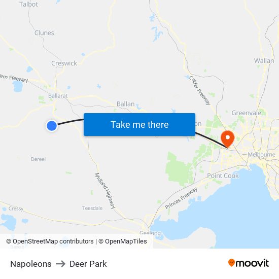 Napoleons to Deer Park map