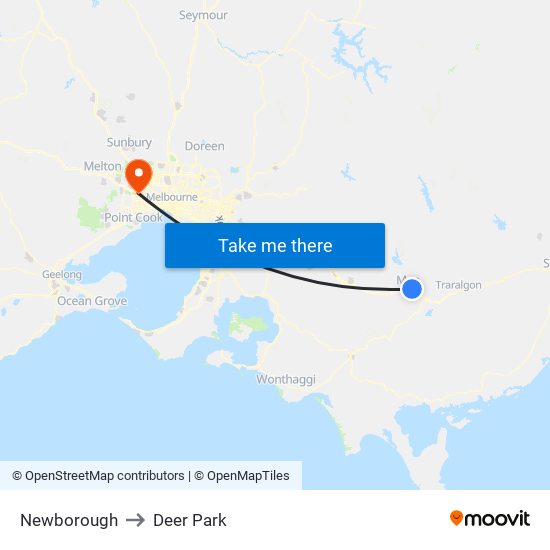 Newborough to Deer Park map