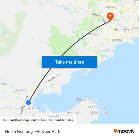 North Geelong to Deer Park map