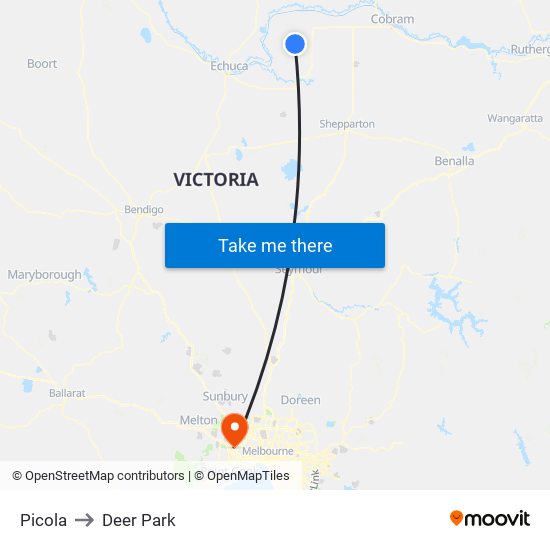 Picola to Deer Park map