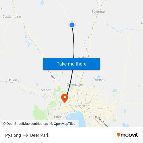 Pyalong to Deer Park map