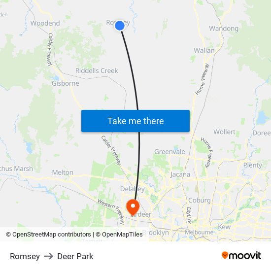 Romsey to Deer Park map