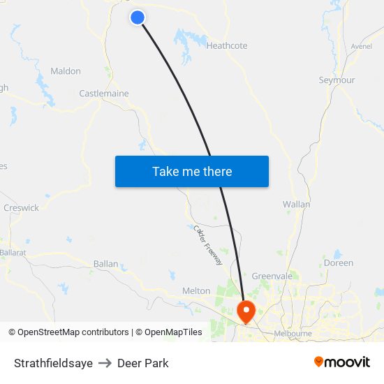 Strathfieldsaye to Deer Park map