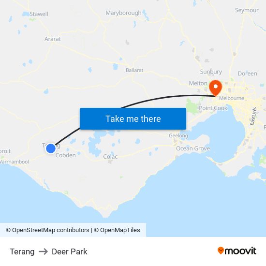 Terang to Deer Park map