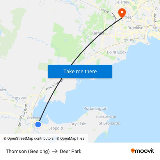 Thomson (Geelong) to Deer Park map