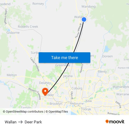 Wallan to Deer Park map