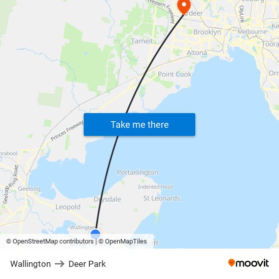 Wallington to Deer Park map