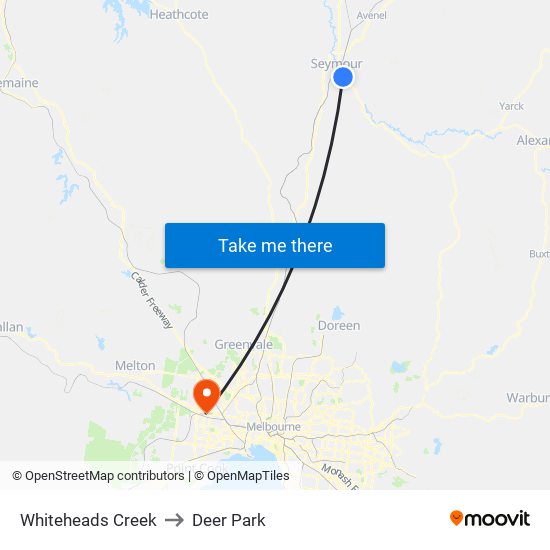 Whiteheads Creek to Deer Park map