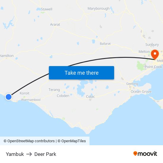 Yambuk to Deer Park map