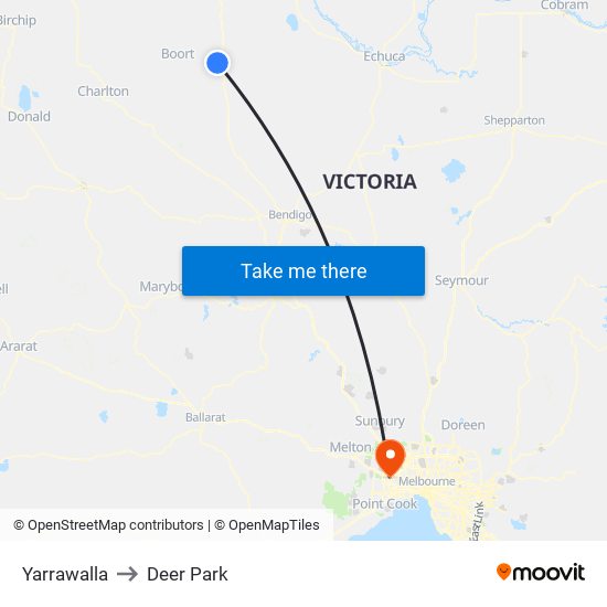 Yarrawalla to Deer Park map