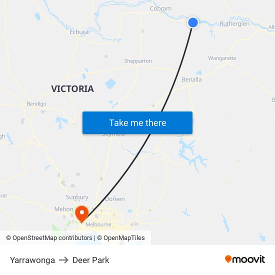 Yarrawonga to Deer Park map