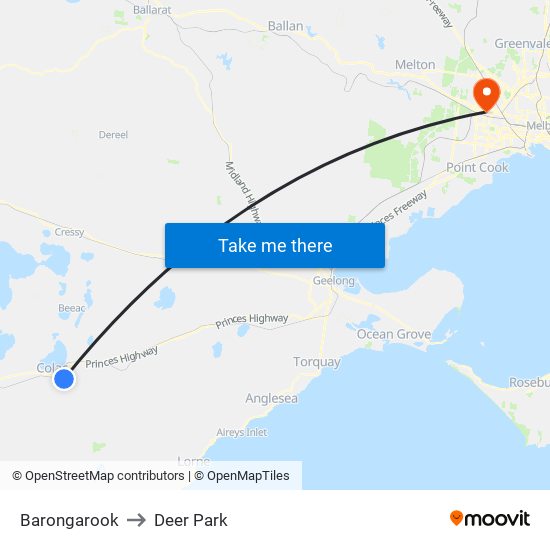 Barongarook to Deer Park map