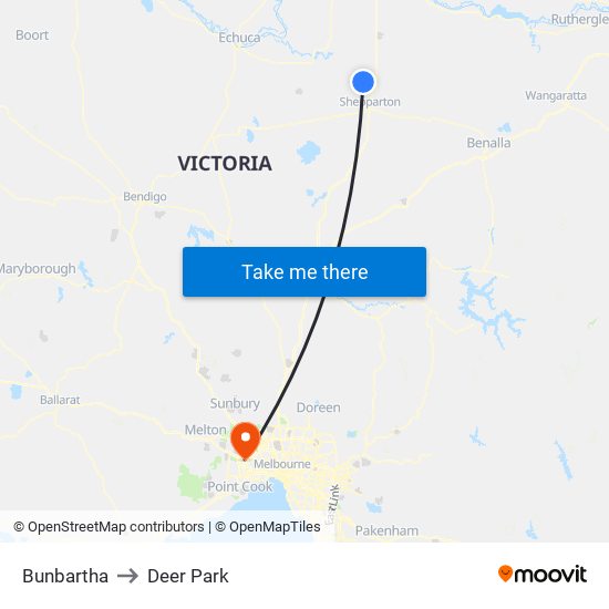 Bunbartha to Deer Park map