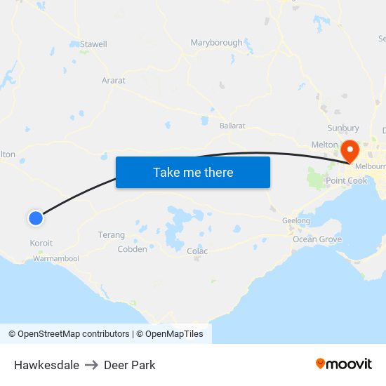 Hawkesdale to Deer Park map