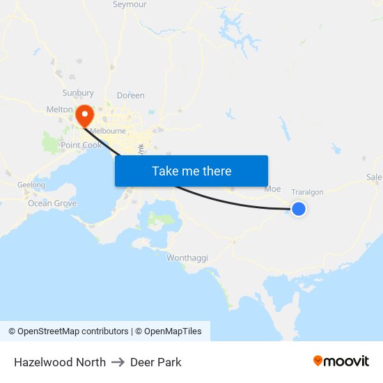 Hazelwood North to Deer Park map