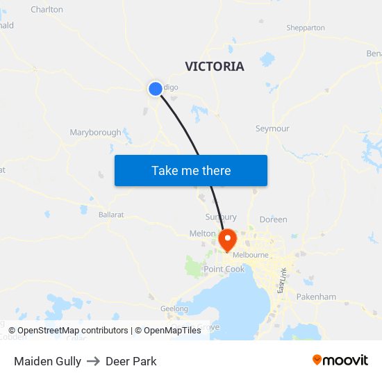 Maiden Gully to Deer Park map