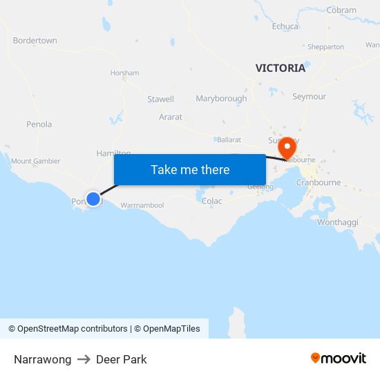 Narrawong to Deer Park map