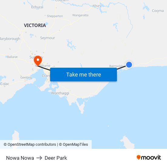 Nowa Nowa to Deer Park map